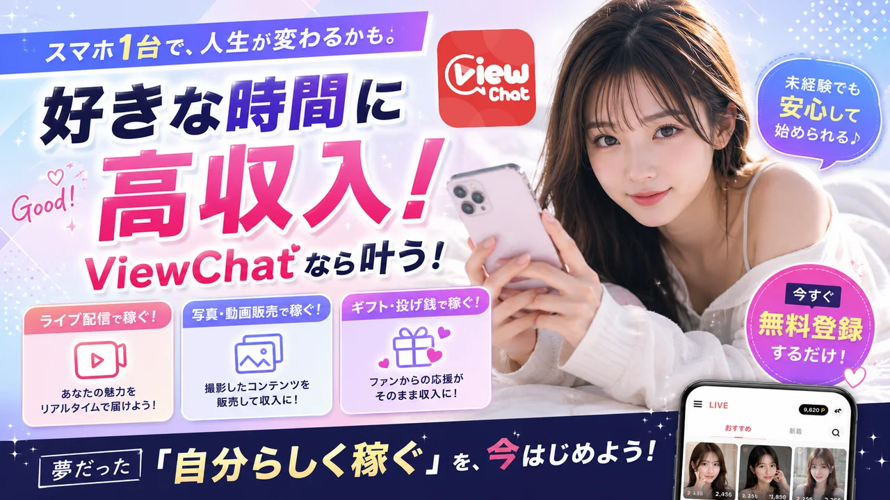 女性がスマートフォンを持ち、笑顔で見つめている